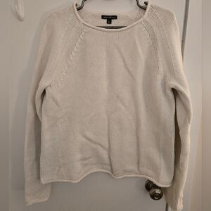 J. Crew Factory Women's White Crew Neck Sweater